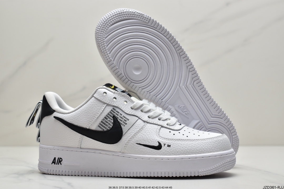 140 耐克/Nike Air Force 1 ′07 Low Premium ”White/Black”  全掌气垫AJ7747-100