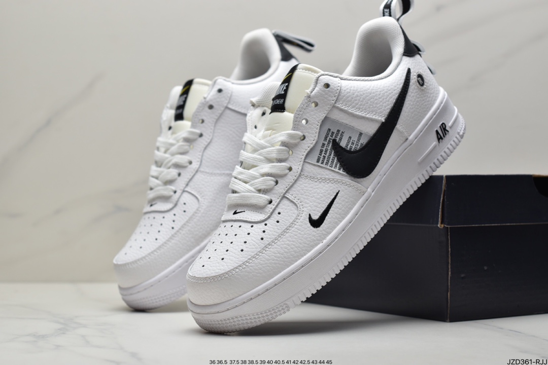 140 耐克/Nike Air Force 1 ′07 Low Premium ”White/Black”  全掌气垫AJ7747-100