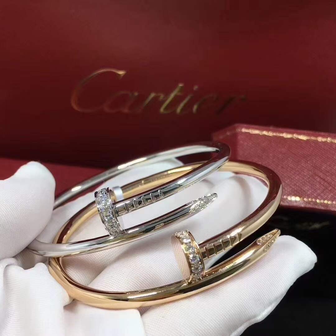 Cartier Cartier 玫瑰金 头尾钻钉子实心手镯