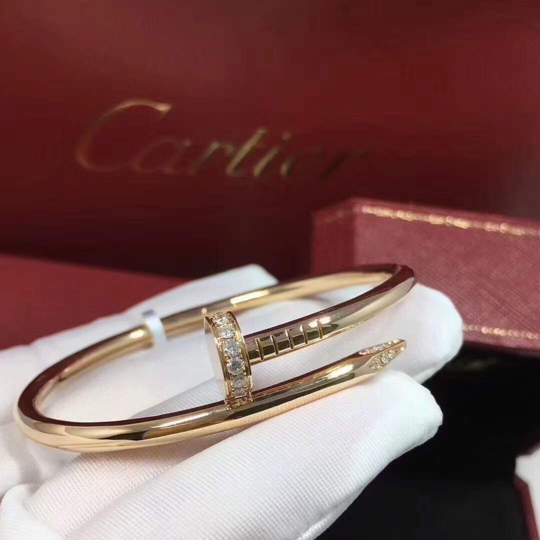 Cartier Cartier 玫瑰金 头尾钻钉子实心手镯