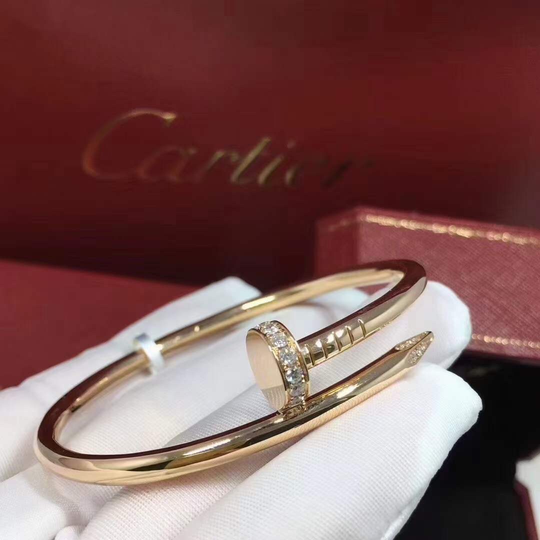 Cartier Cartier 玫瑰金 头尾钻钉子实心手镯