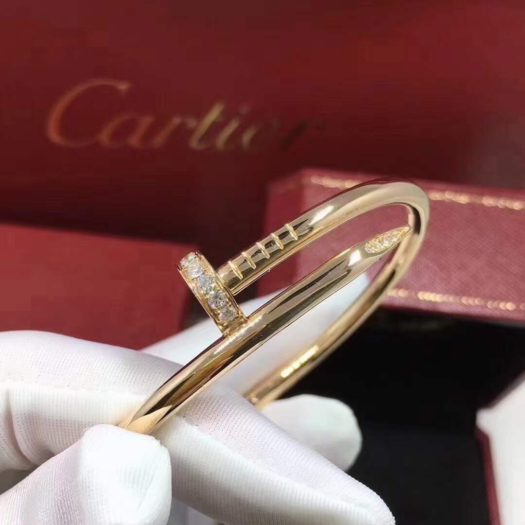 Cartier Cartier 玫瑰金 头尾钻钉子实心手镯