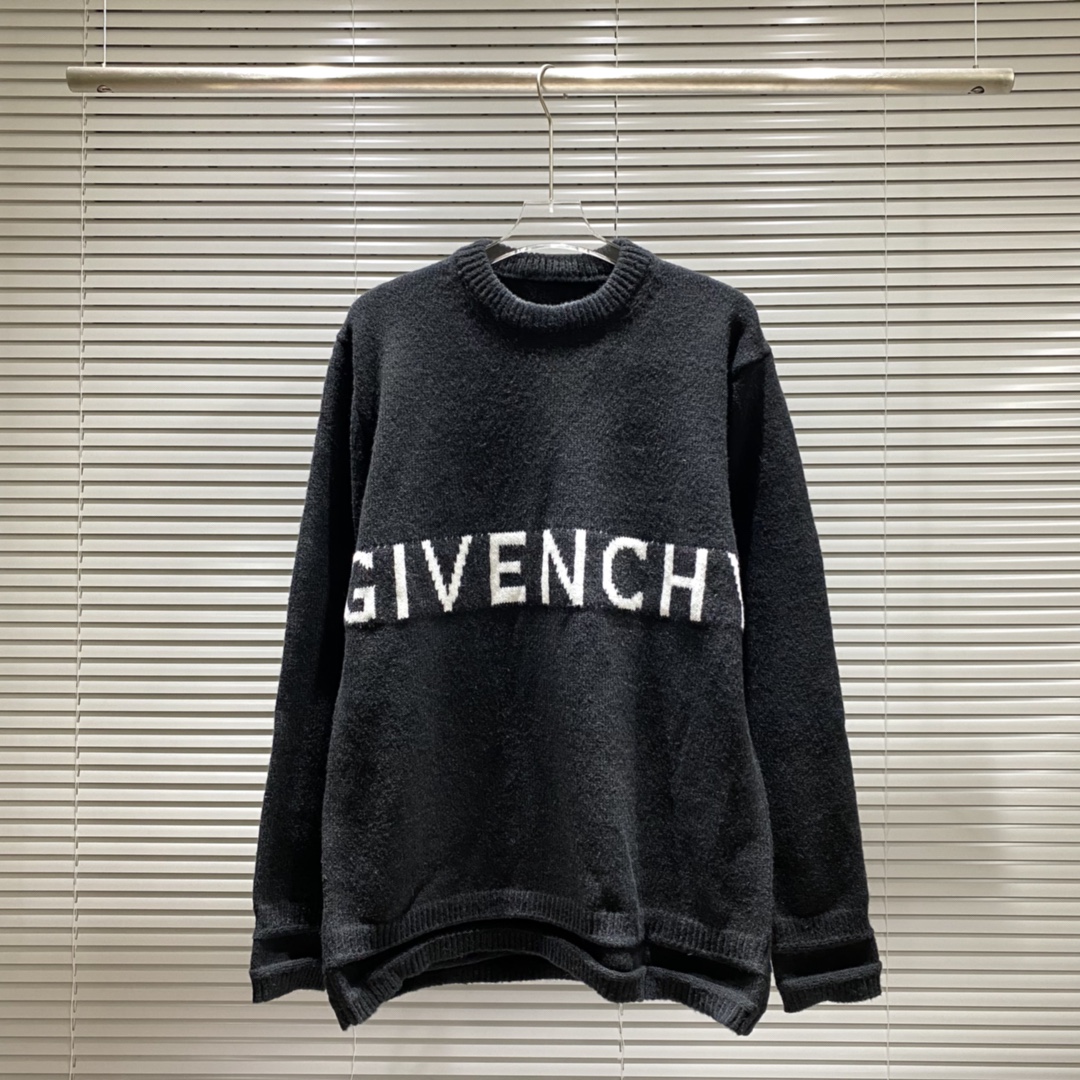 Jijia Givenchy suéter grande con logo en la espalda, puños de jacquard, dobladillo doblado, negro y blanco, negro, rojo…