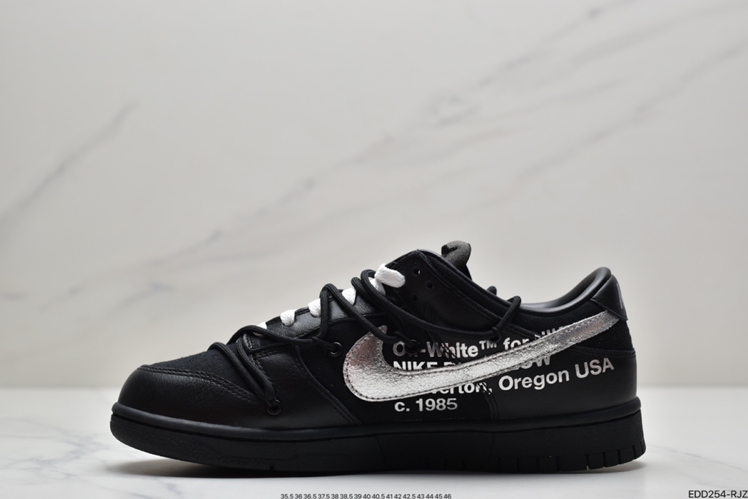 340 Off-White x Nike SB Dunk Low”The 50/50”运动板鞋“OW黑银紫”DM1602-001