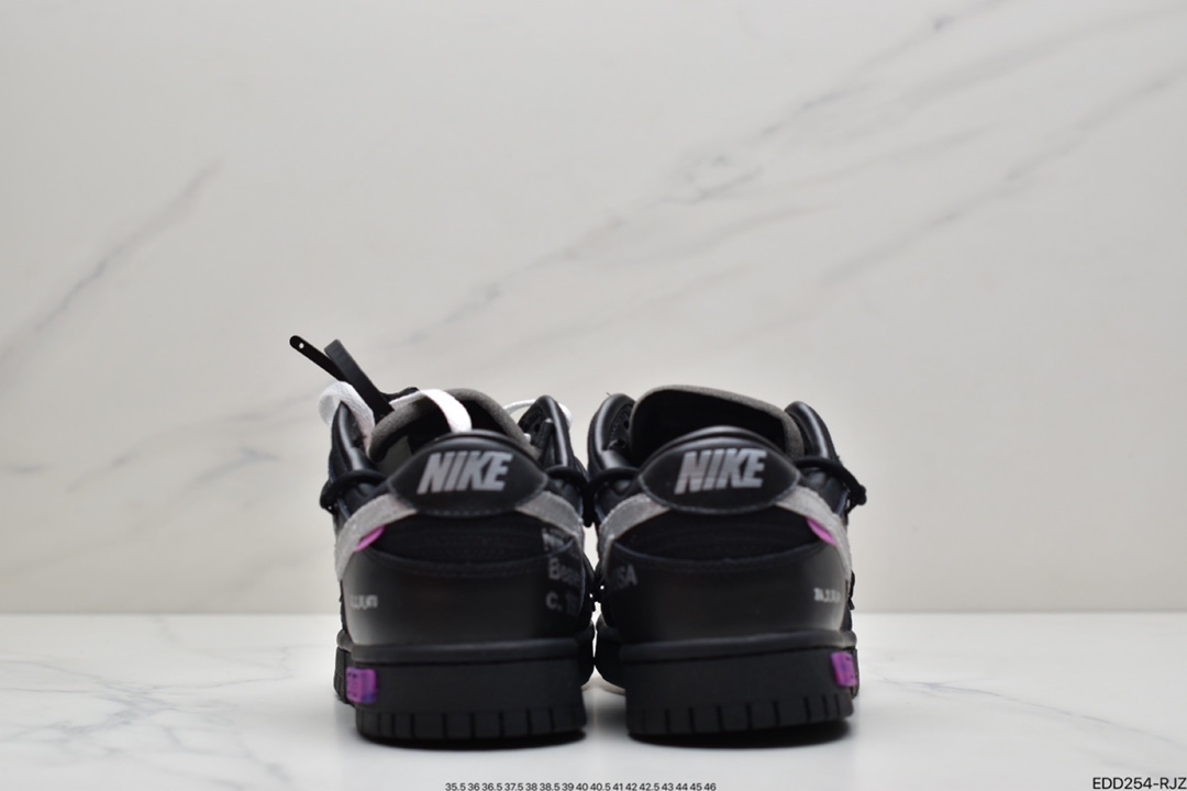 340 Off-White x Nike SB Dunk Low”The 50/50”运动板鞋“OW黑银紫”DM1602-001