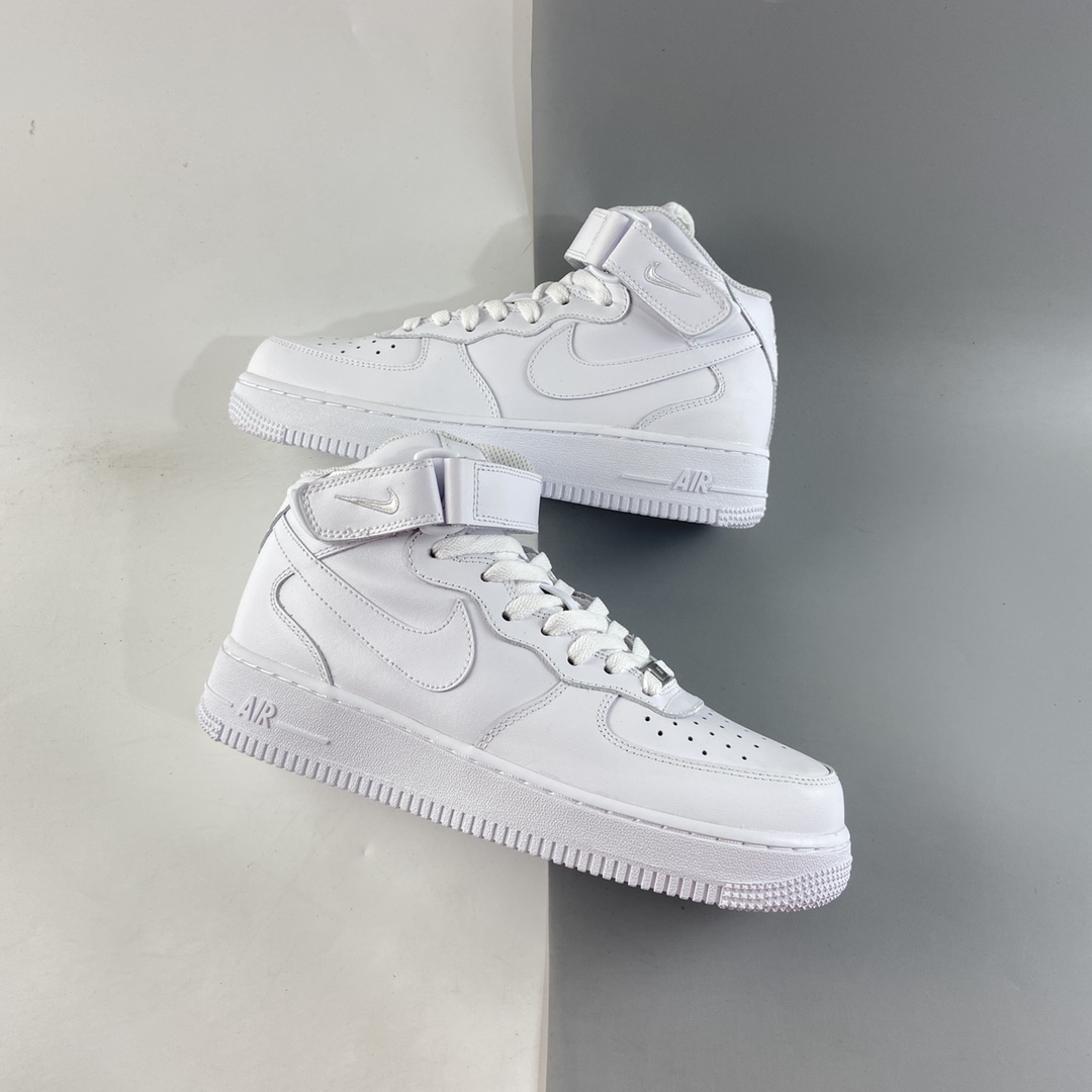 P220  NIKE Air Force 1 Mid ’07 空军一号头层中帮全白休闲板鞋 315123-111