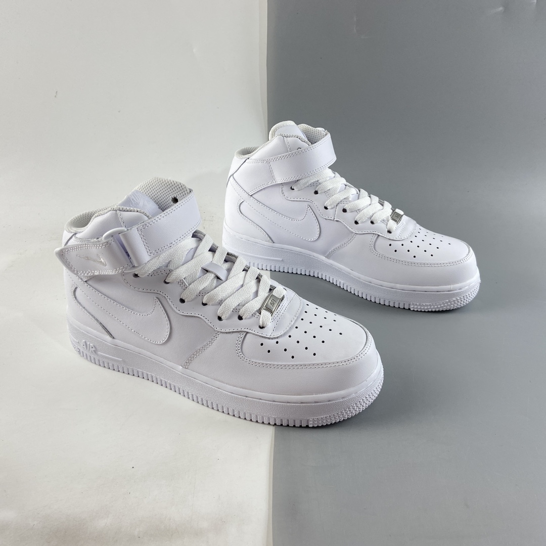 P220  NIKE Air Force 1 Mid ’07 空军一号头层中帮全白休闲板鞋 315123-111