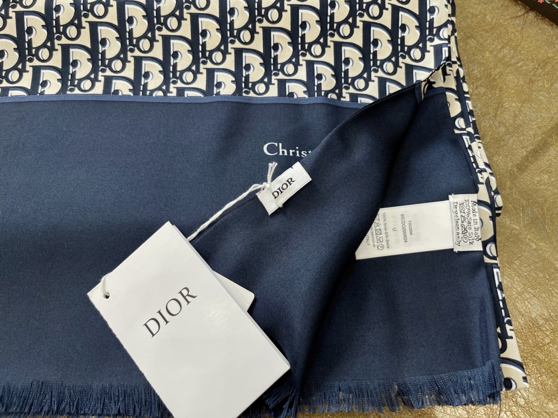Dior迪奥100%真丝MITZAH “TOILE OBLIQUE”斜纹真丝长巾