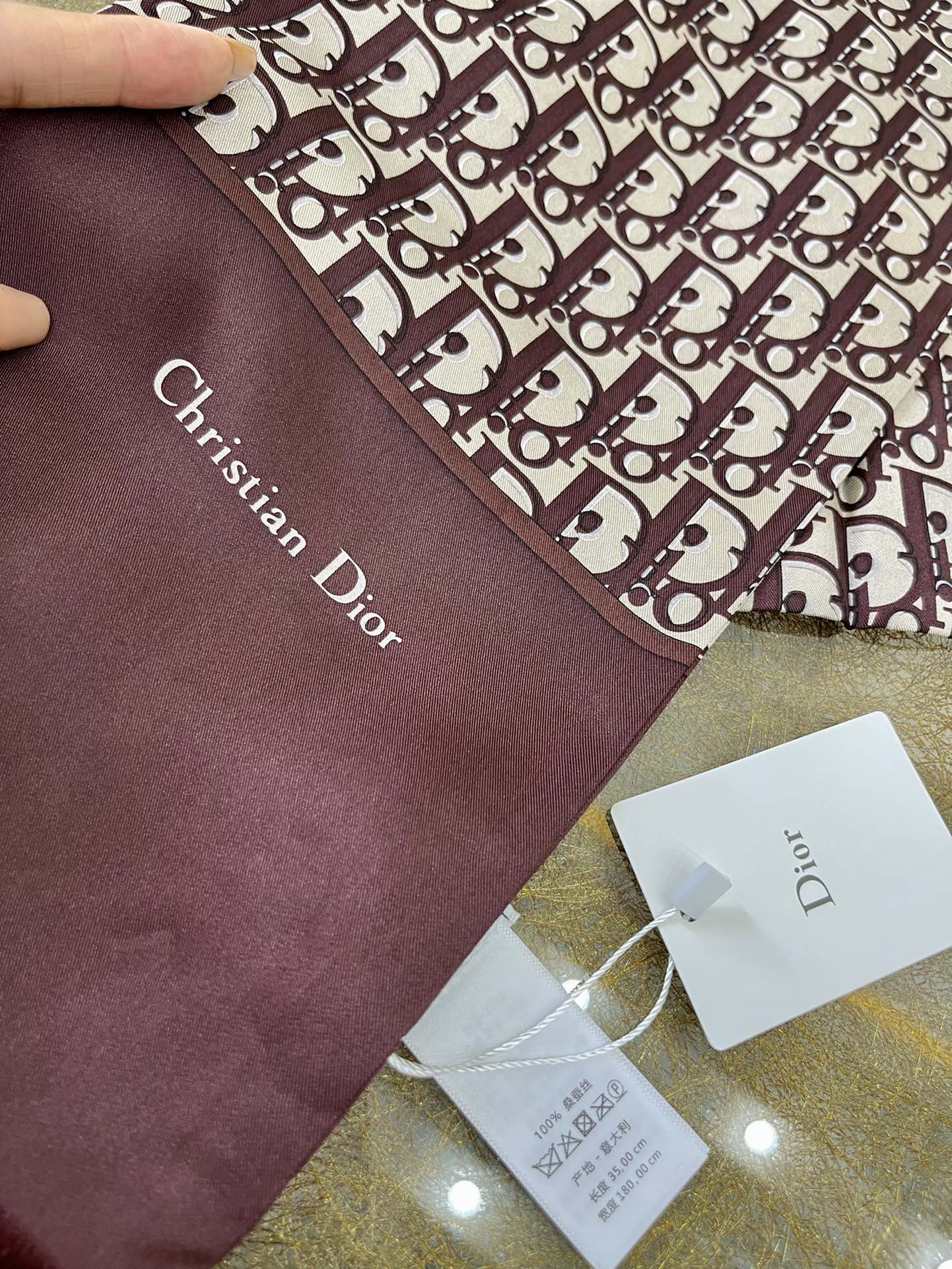 Dior迪奥100%真丝MITZAH “TOILE OBLIQUE”斜纹真丝长巾