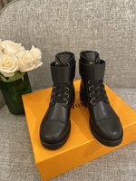 Louis Vuitton Martin Boots Black Genuine Leather Fall/Winter Collection