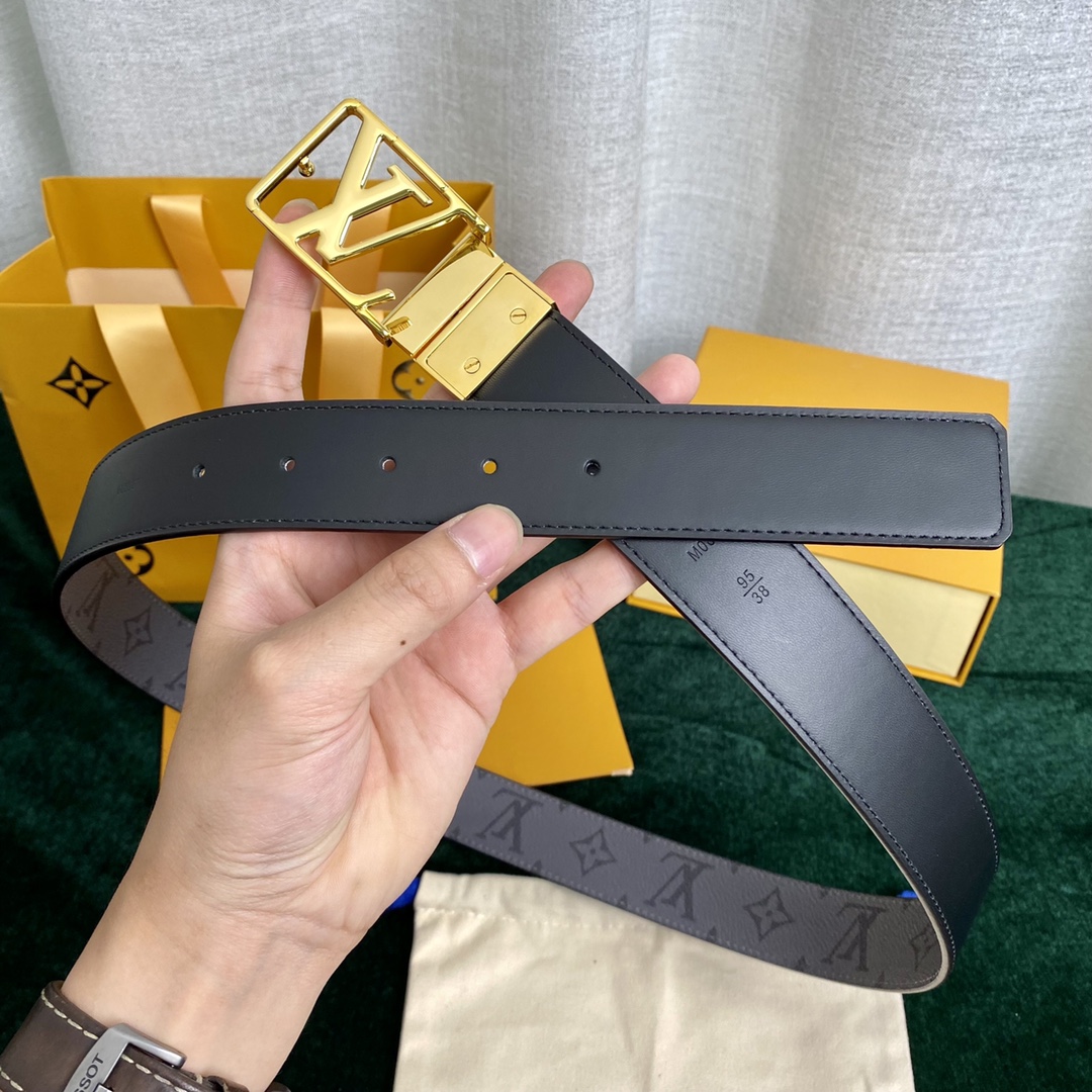 Louis Vuitton Belts Men Calfskin Canvas Cowhide