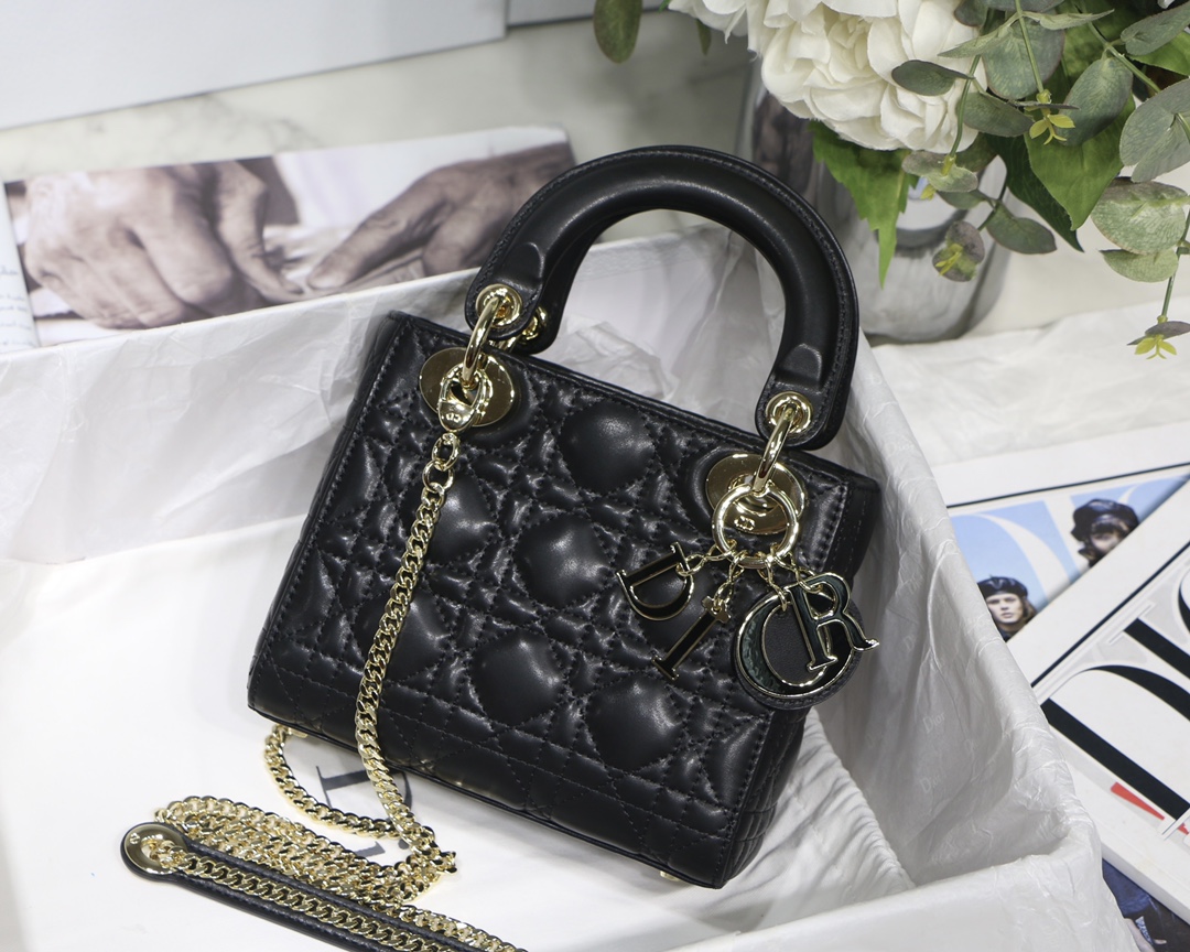 Lady Dior Mini Cannage Lambskin Chain Strap Handbag