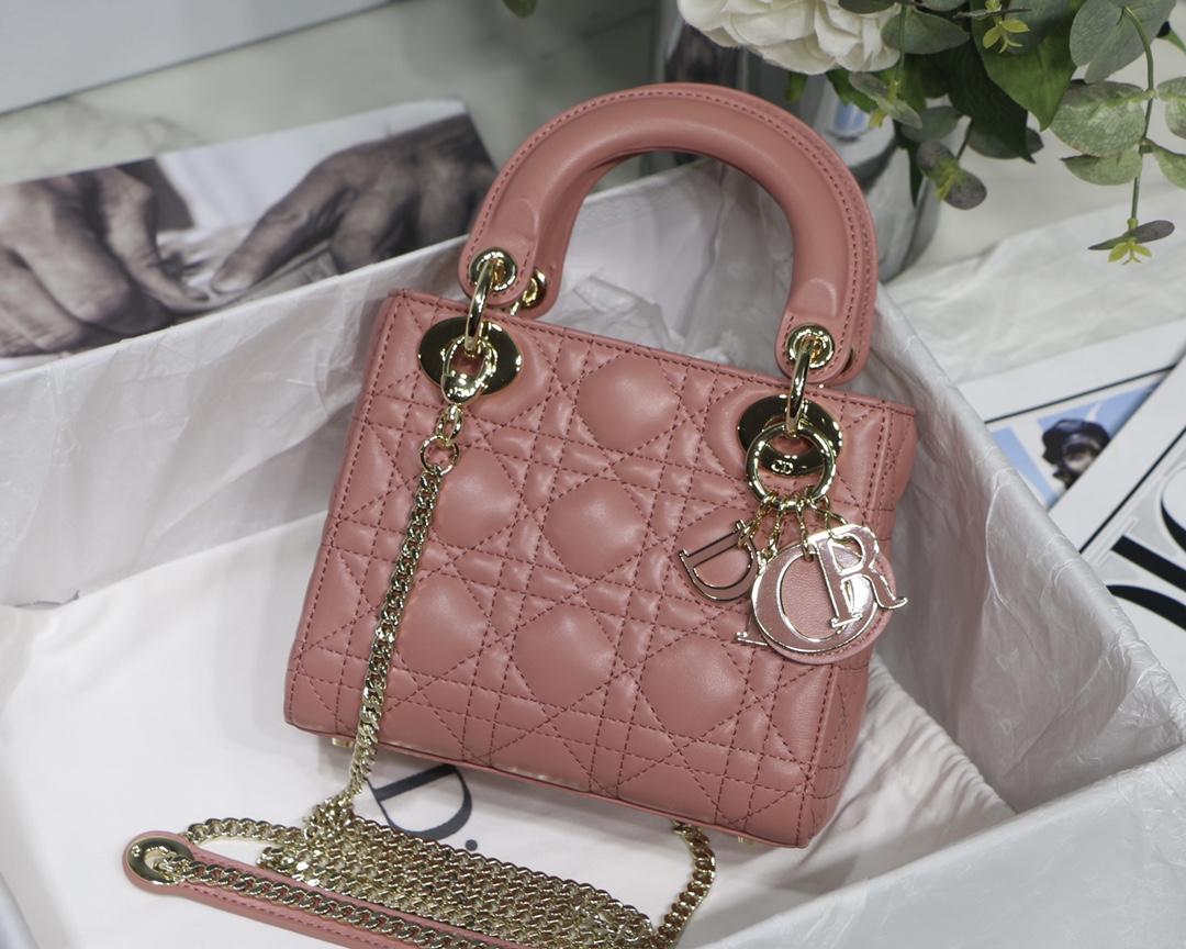 Lady Dior Mini Lambskin Cannage Chain Strap Handbag