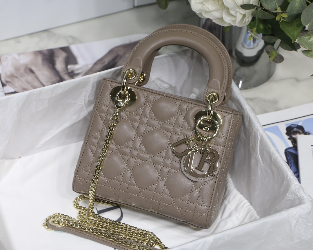 Lady Dior Mini Cannage Lambskin Handbag with Chain Strap