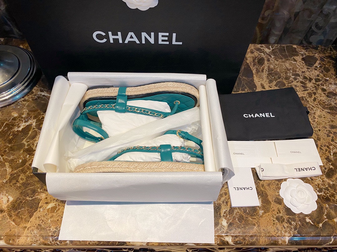 Counter Quality
 Chanel Shoes Sandals Blue Straw Woven