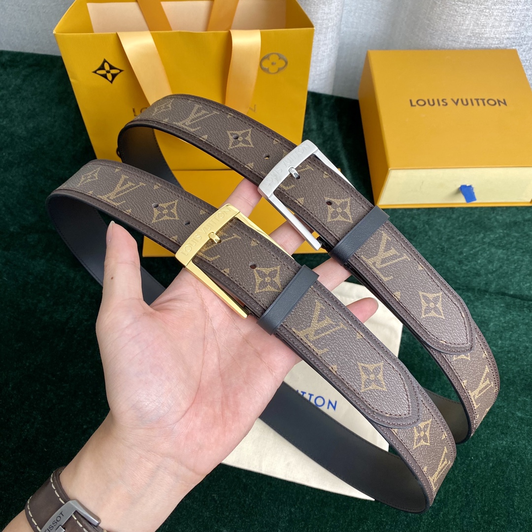 Louis Vuitton Belts Men Calfskin Canvas Cowhide