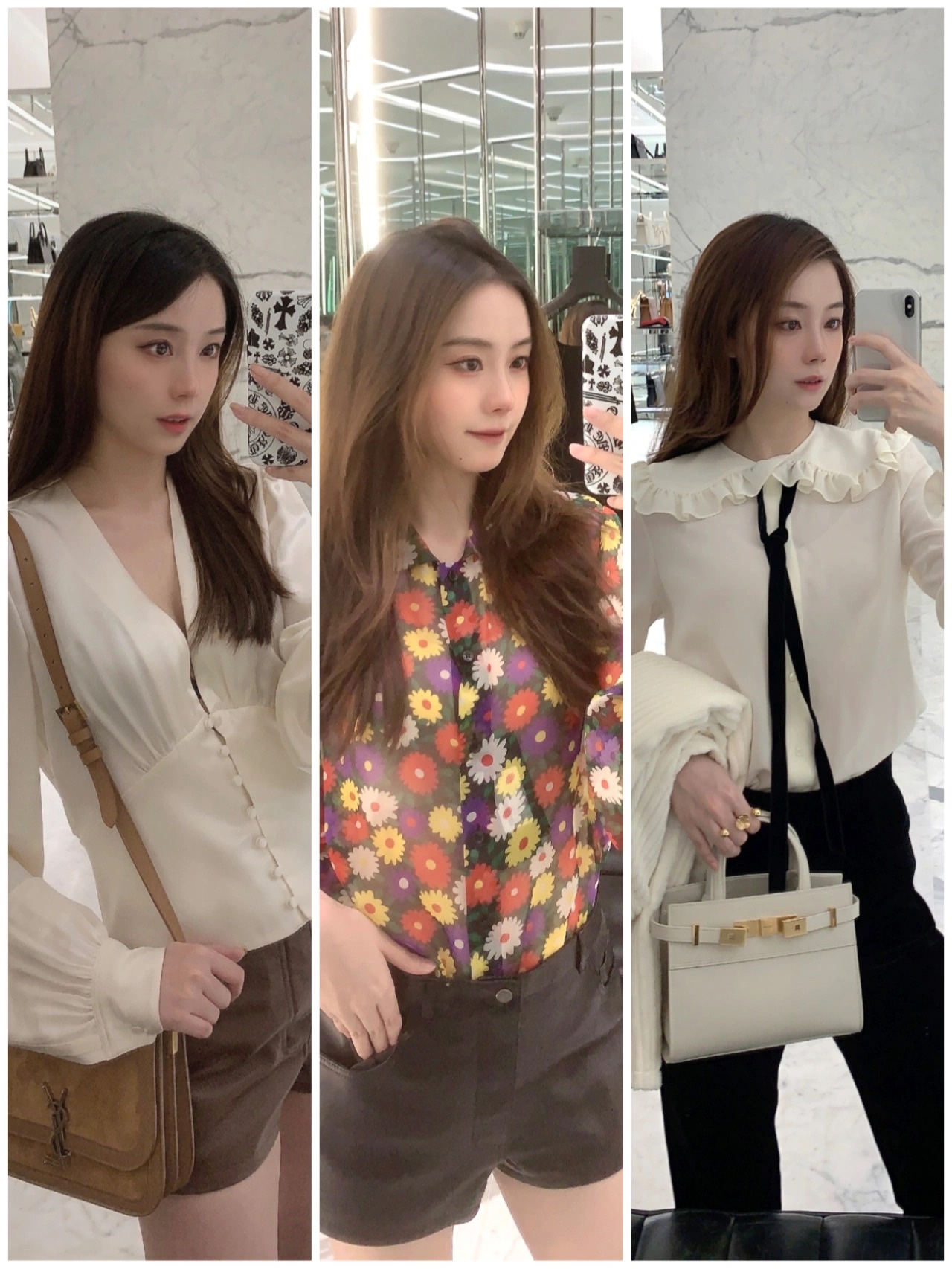 Ysl 𝑴𝑨𝑵𝑯𝑨𝑻𝑻𝑨𝑵 𝑵𝑨𝑵𝑶曼哈顿手提包 牙签纹奶白色金扣593741