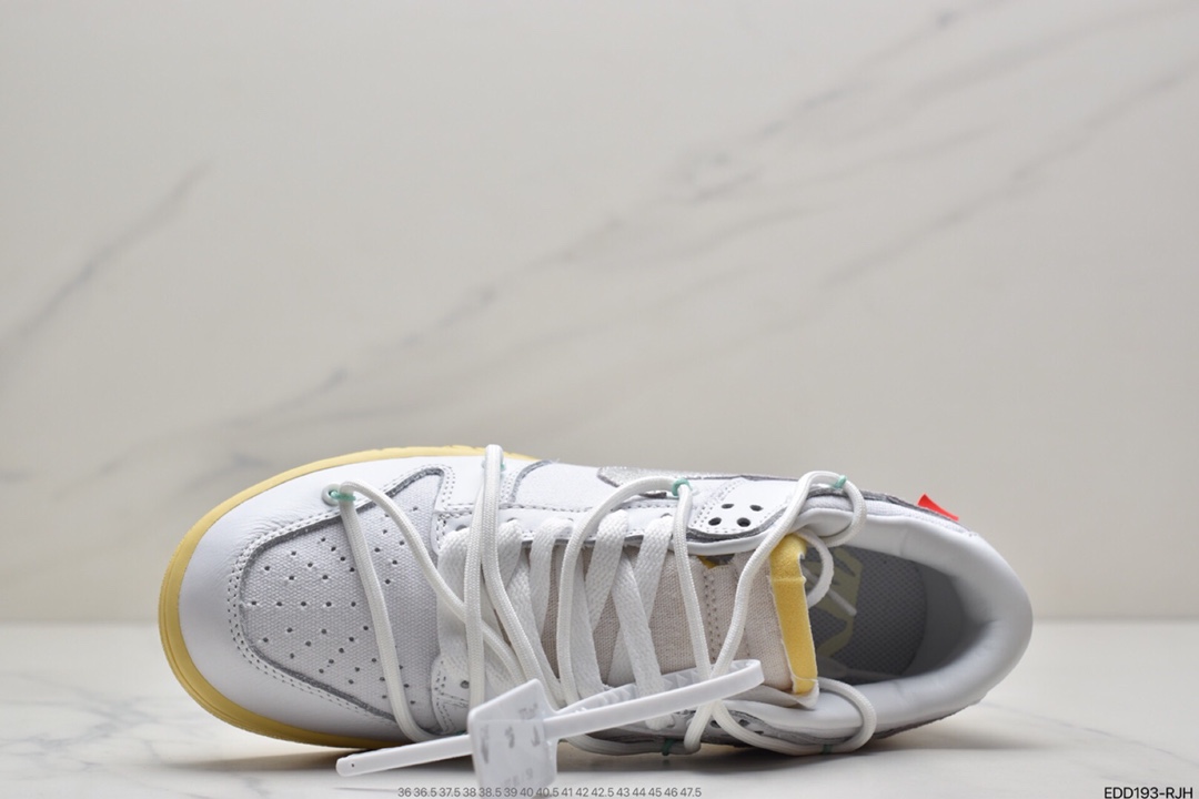 340 耐克Nike OFF-WHITE x Futura x Nike Dunk Low“21 of 50 三方联名白灰紫低帮休闲板鞋DM1602-106