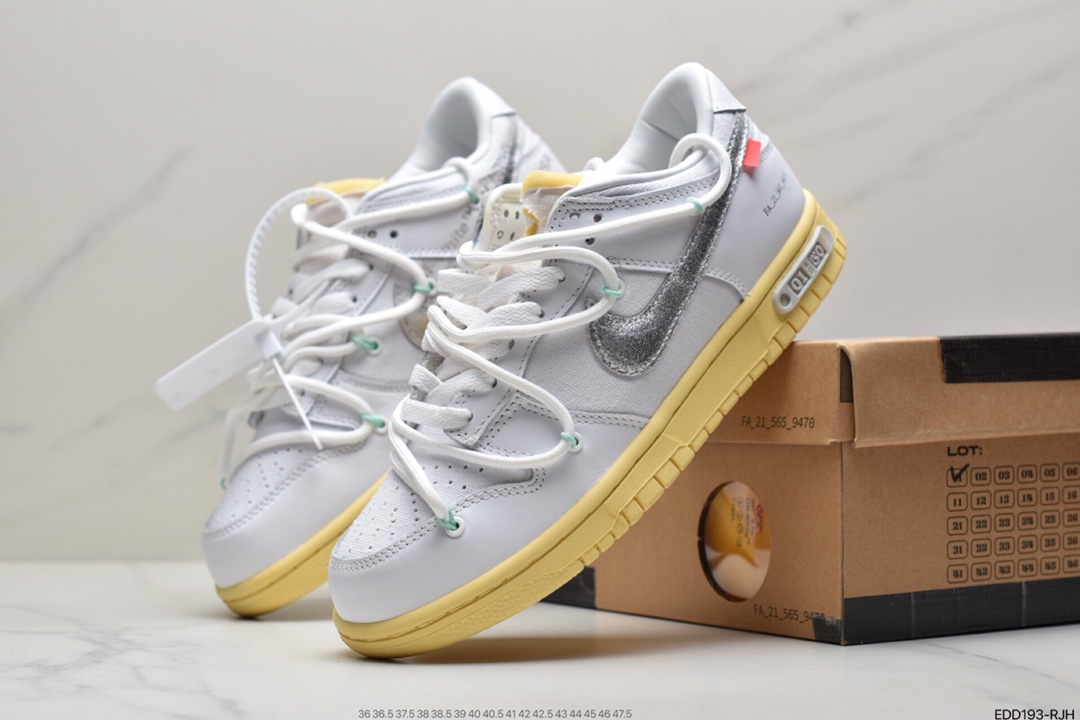 340 耐克Nike OFF-WHITE x Futura x Nike Dunk Low“21 of 50 三方联名白灰紫低帮休闲板鞋DM1602-106