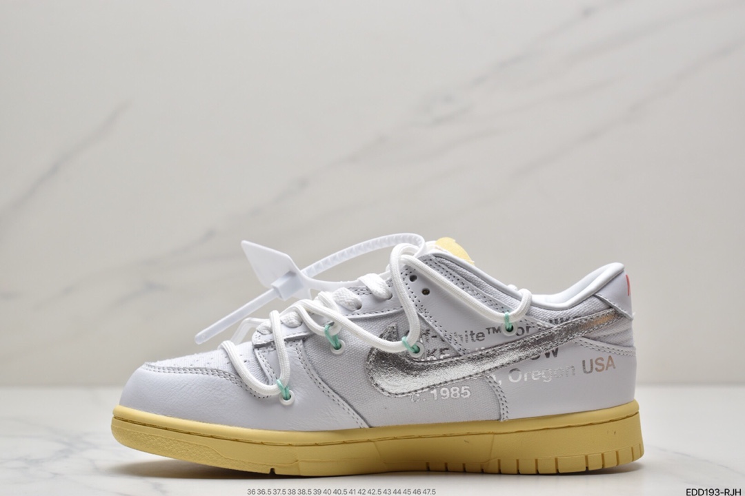 340 耐克Nike OFF-WHITE x Futura x Nike Dunk Low“21 of 50 三方联名白灰紫低帮休闲板鞋DM1602-106