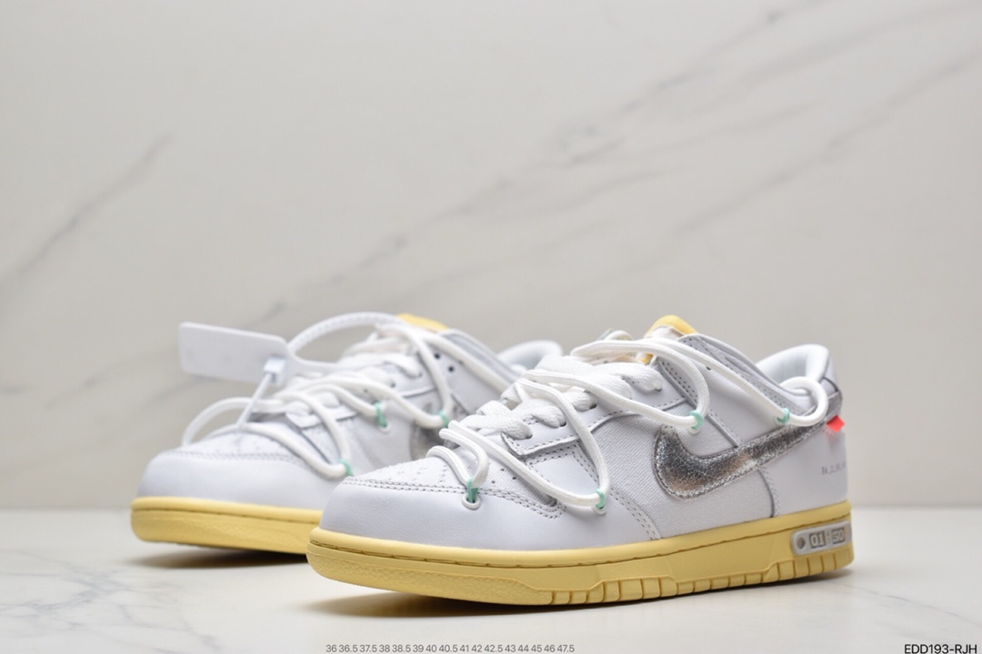 340 耐克Nike OFF-WHITE x Futura x Nike Dunk Low“21 of 50 三方联名白灰紫低帮休闲板鞋DM1602-106