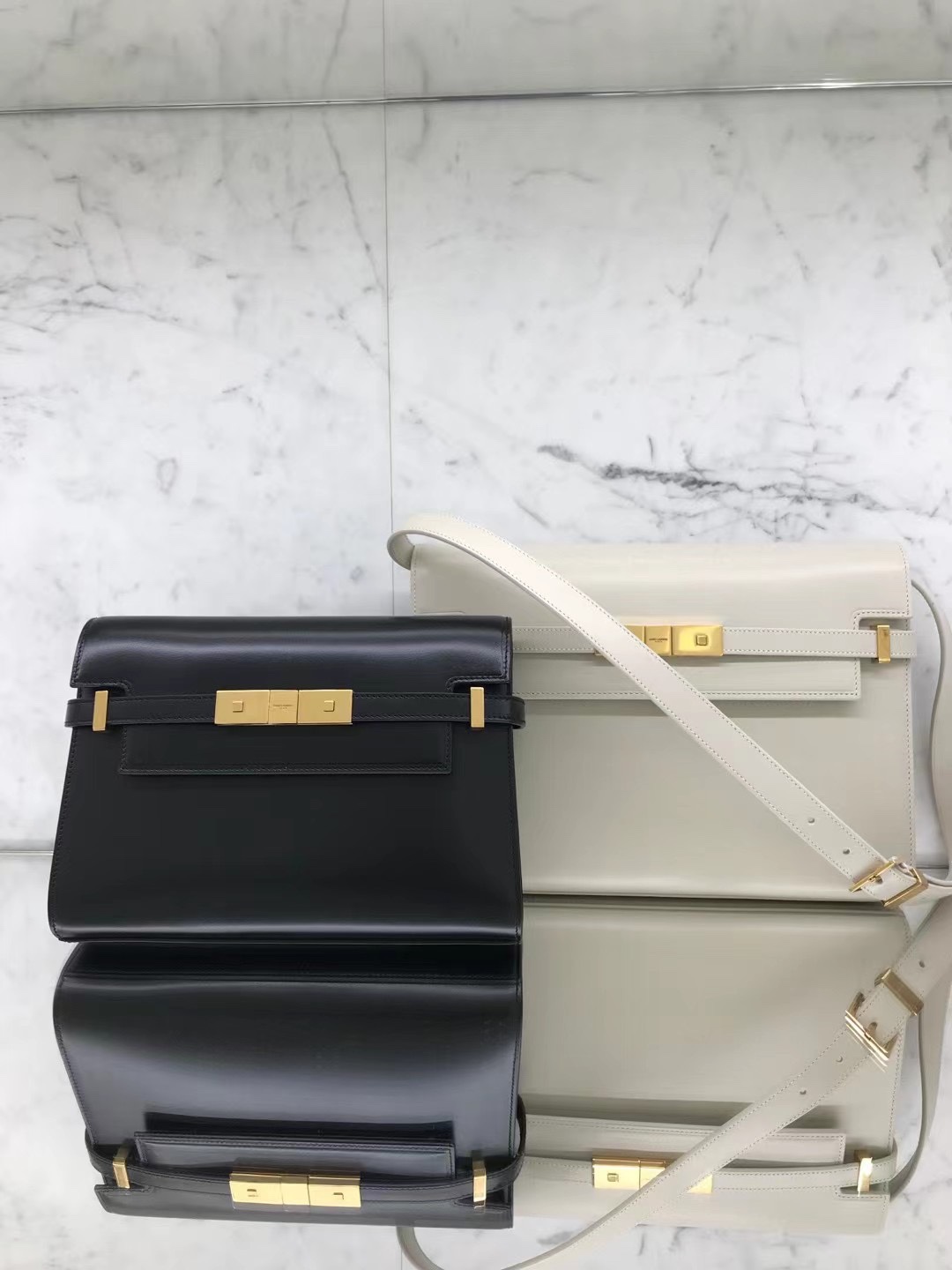 YSL 𝙈𝙖𝙣𝙝𝙖𝙩𝙩𝙖𝙣 𝟮𝟰𝙘𝙢 牙签纹法棍包 675626黑色/金扣