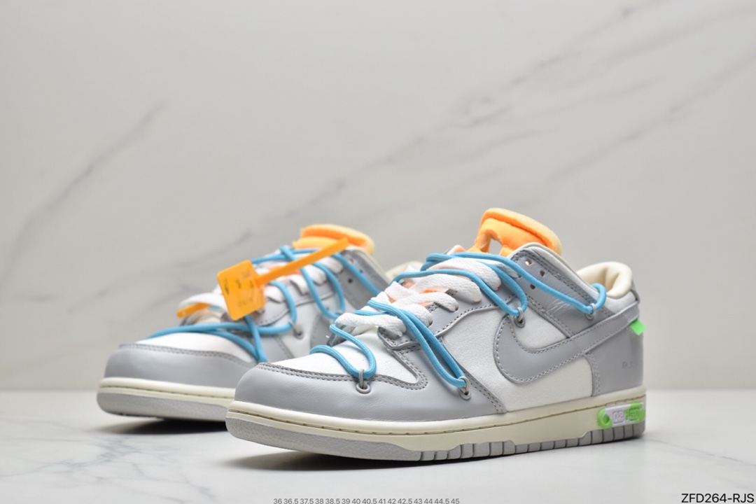290 Off-White x NIKE Dunk Low“04 of 50”OW 联名款白灰色 DM1602