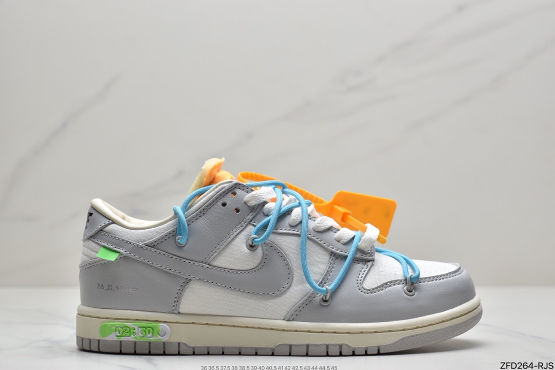 290 Off-White x NIKE Dunk Low“04 of 50”OW 联名款白灰色 DM1602