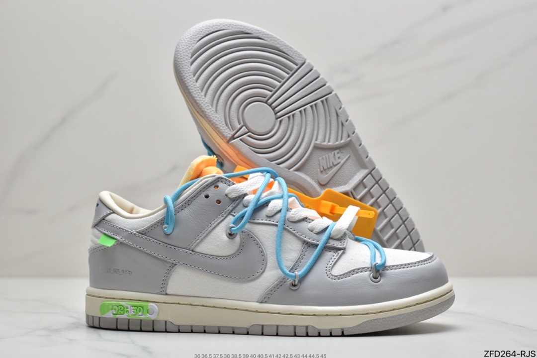 290 Off-White x NIKE Dunk Low“04 of 50”OW 联名款白灰色 DM1602
