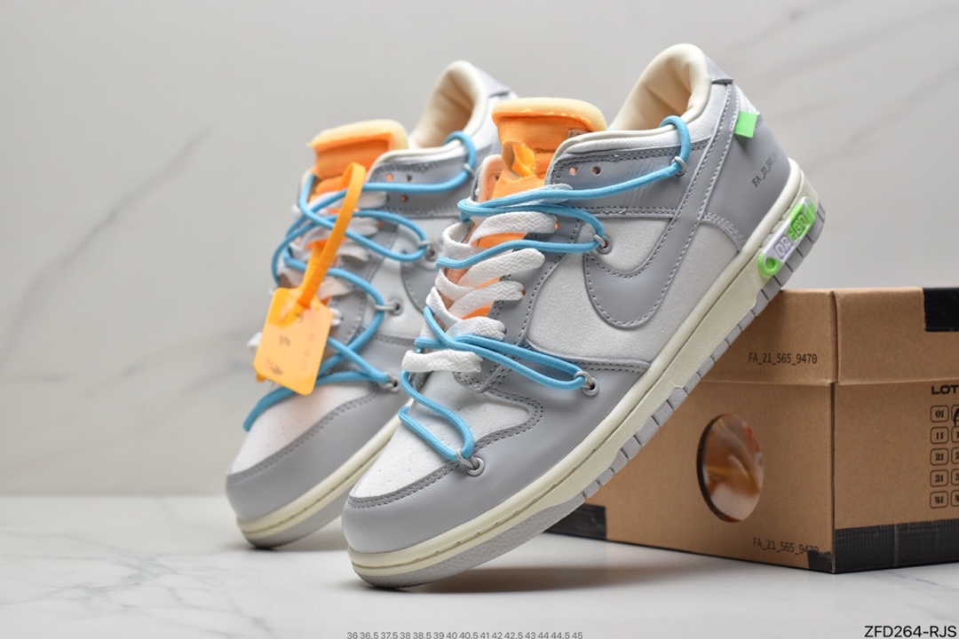 290 Off-White x NIKE Dunk Low“04 of 50”OW 联名款白灰色 DM1602