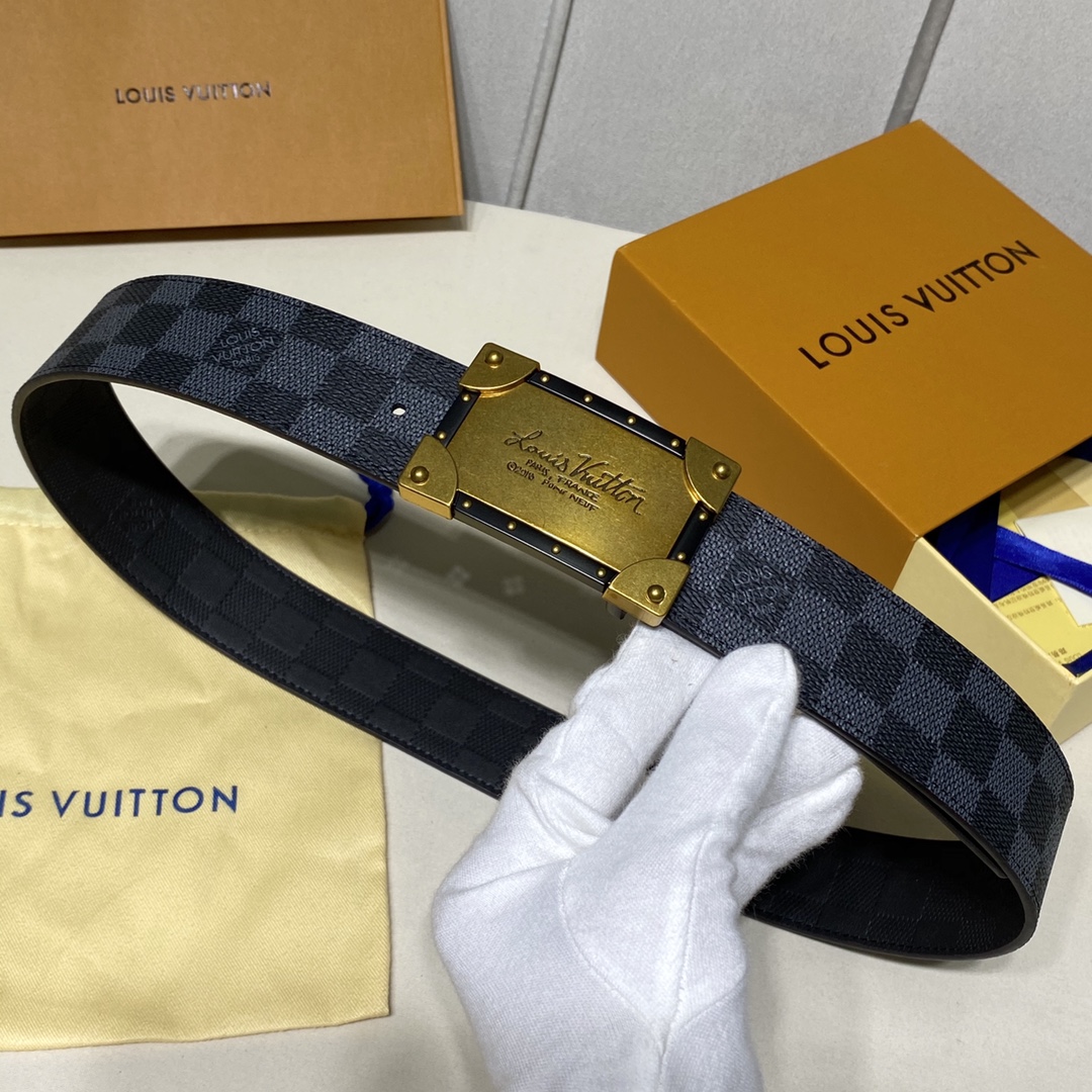 Shop Cheap High Quality 1:1 Replica
 Louis Vuitton Belts Lattice Calfskin Cowhide