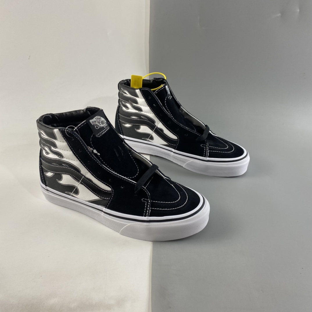 P160  Vans Sk8 Hi Flame 范斯黑白火焰高帮经典款男女鞋潮流滑板鞋 VN0A32QGK681