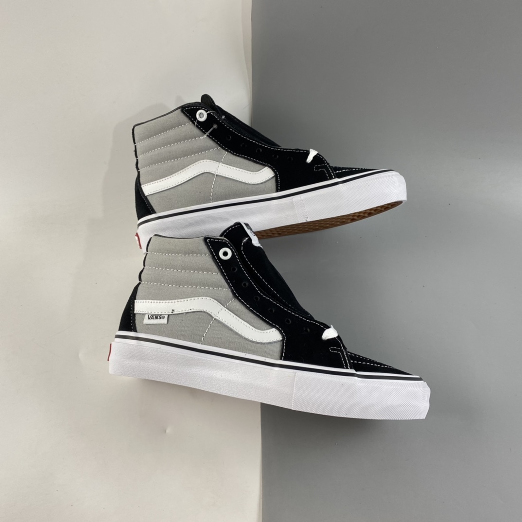 P160  Vans Sk8 Hi 黑灰撞色拼接高帮休闲帆布鞋男女款潮流滑板鞋 VN0A45JD2LB