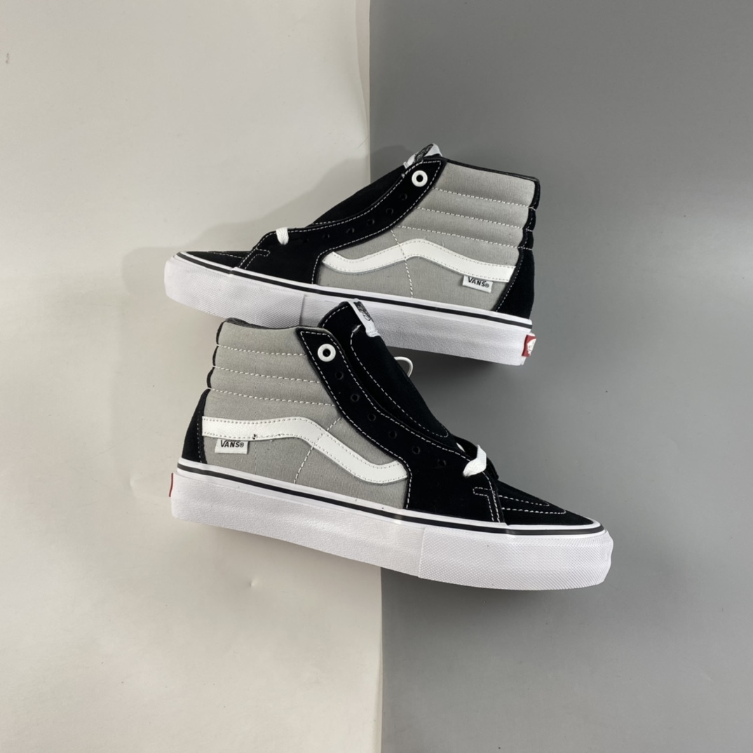 P160  Vans Sk8 Hi 黑灰撞色拼接高帮休闲帆布鞋男女款潮流滑板鞋 VN0A45JD2LB
