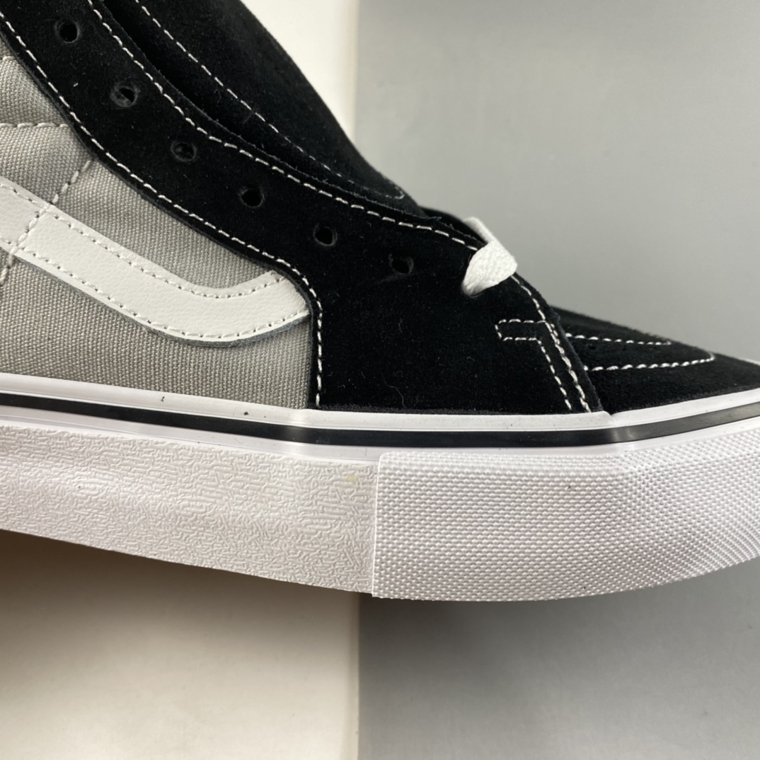 P160  Vans Sk8 Hi 黑灰撞色拼接高帮休闲帆布鞋男女款潮流滑板鞋 VN0A45JD2LB