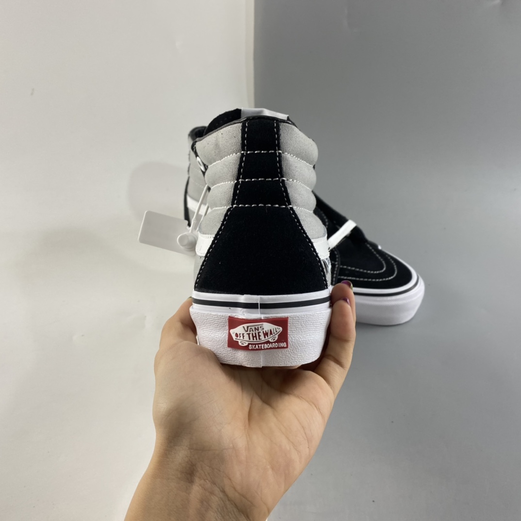 P160  Vans Sk8 Hi 黑灰撞色拼接高帮休闲帆布鞋男女款潮流滑板鞋 VN0A45JD2LB