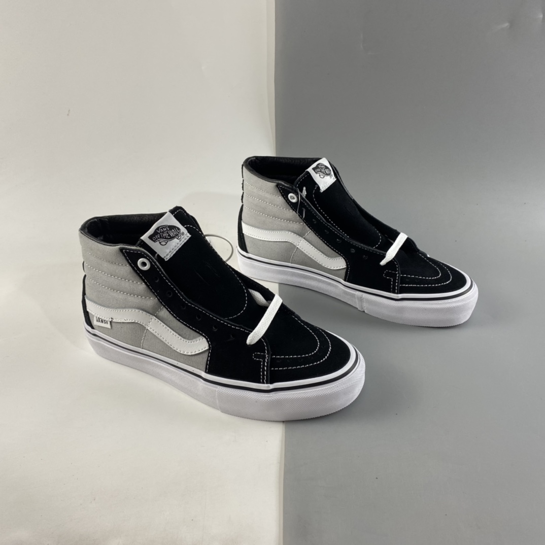 P160  Vans Sk8 Hi 黑灰撞色拼接高帮休闲帆布鞋男女款潮流滑板鞋 VN0A45JD2LB