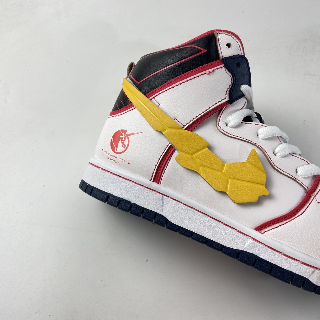 P480   Gundamx NIKE Dunk High  ” Project Unicorn-RX-0 ” 白红黄板鞋 DH7717-100