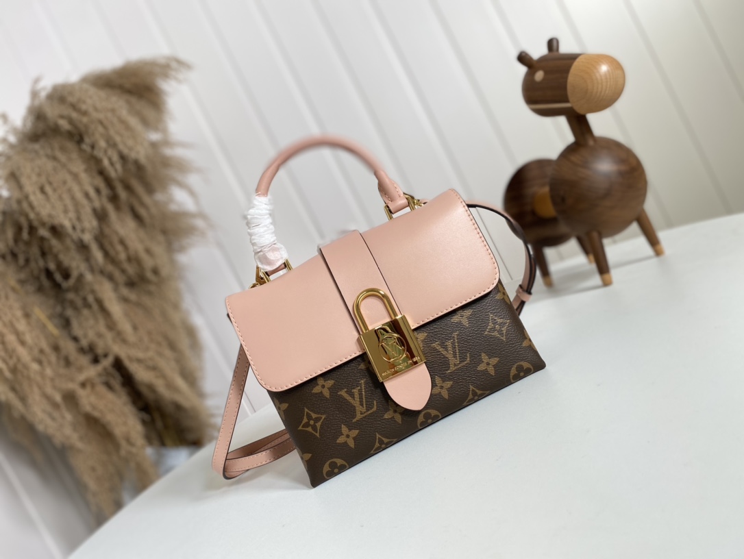 Louis Vuitton LV Locky BB Bags Handbags Brown Gold Pink Red Monogram Canvas Cowhide Fashion M44080