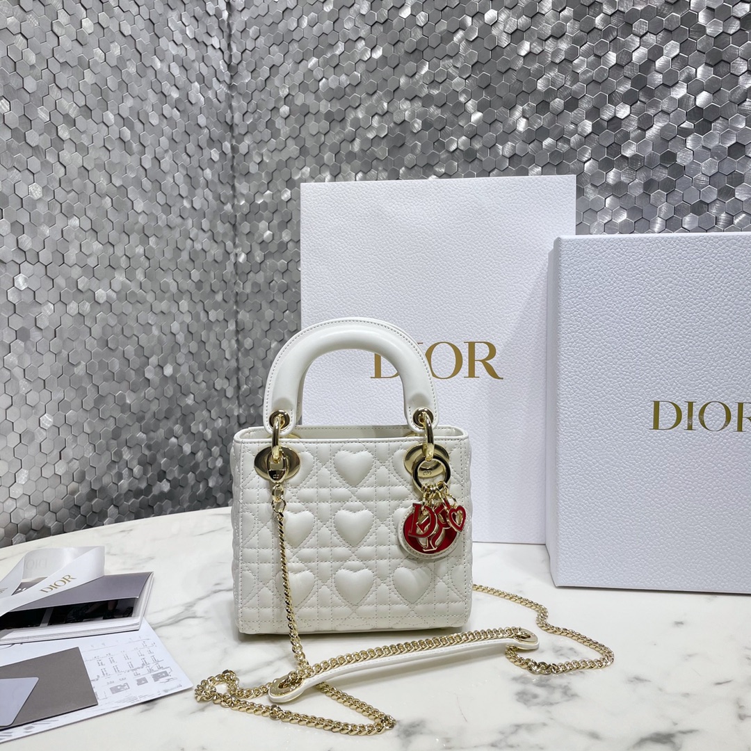 Dior Bags Handbags White Sheepskin Lady Chains