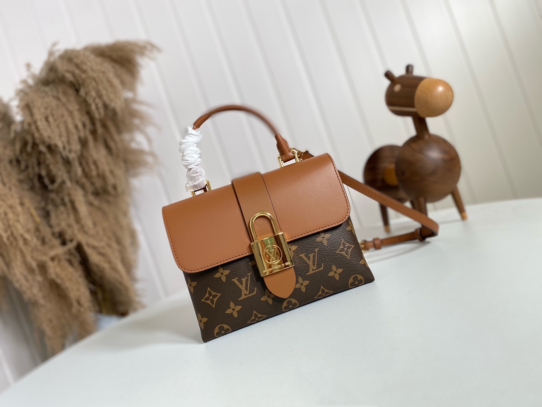 Louis Vuitton LV Locky BB Bags Handbags Brown Gold Pink Red Monogram Canvas Cowhide Fashion M44654