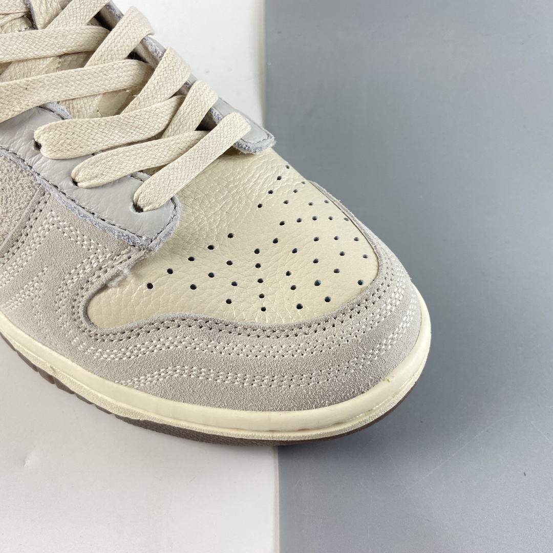 P480   Bodegar X NIKE SB Dunk High”Sail/Friends and Family”扣篮系列高帮休闲运动滑板板鞋“皮革米白棕缝合拼接” CZ8125-100