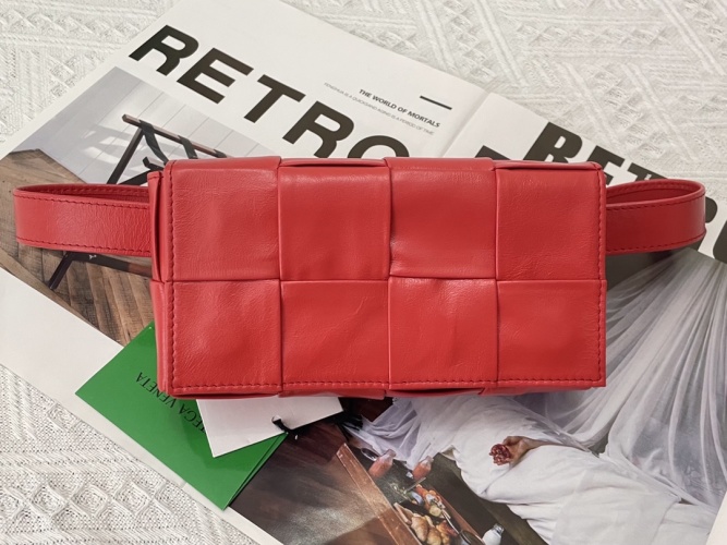 Bottega Veneta Red Cassette Belt Bag,18.5x5x9 cm, Perfect for Daily Use 1 Bottega Veneta Red Cassette Belt Bag,18.5x5x9 cm, Perfect for Daily Use