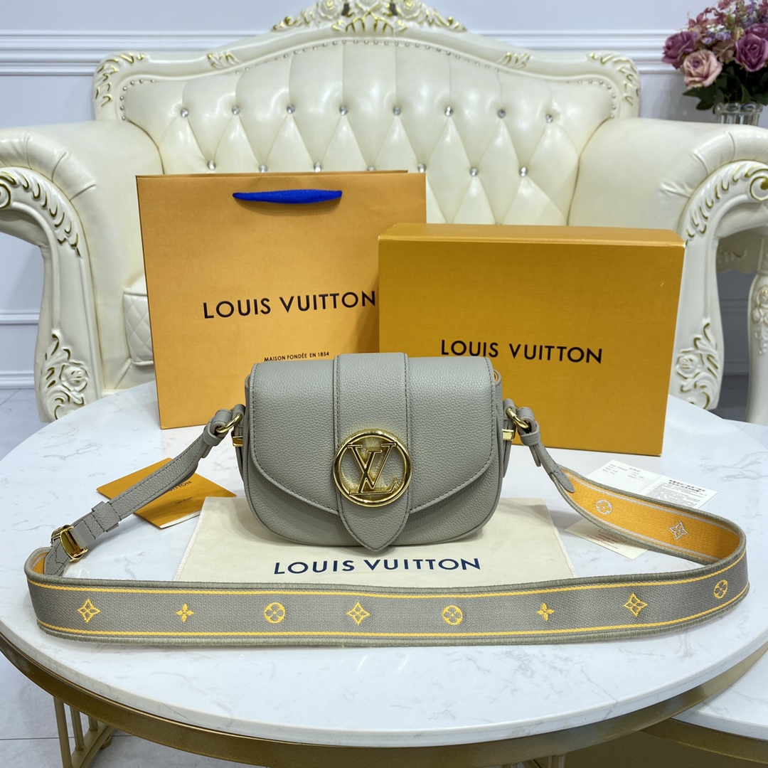 Louis Vuitton LV Pont Handbags Messenger Bags Black Blue Caramel Grey Lychee Pattern Calfskin Cowhide M58727