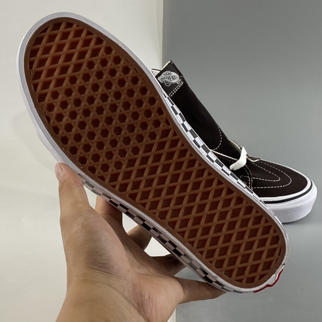 P160  Vans SK8-HI 棕色棋盘格子帆板鞋高帮男女运动潮流滑板鞋 VN0A38GEU5Z