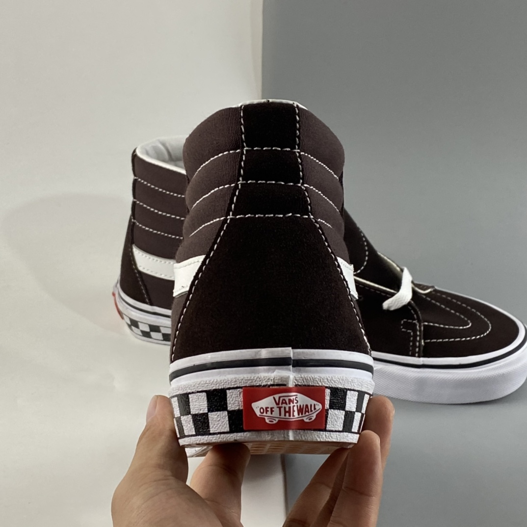 P160  Vans SK8-HI 棕色棋盘格子帆板鞋高帮男女运动潮流滑板鞋 VN0A38GEU5Z