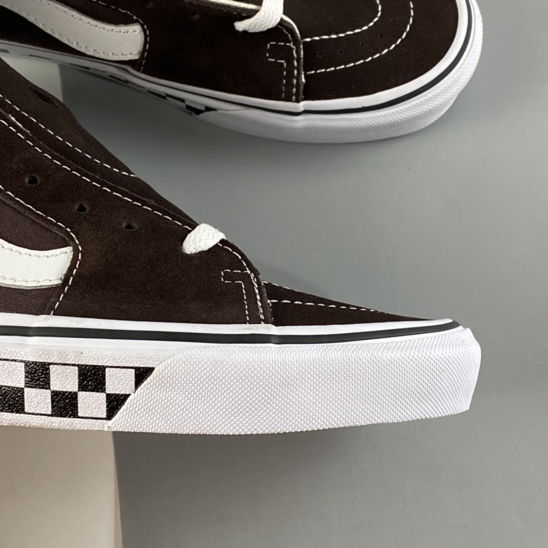 P160  Vans SK8-HI 棕色棋盘格子帆板鞋高帮男女运动潮流滑板鞋 VN0A38GEU5Z