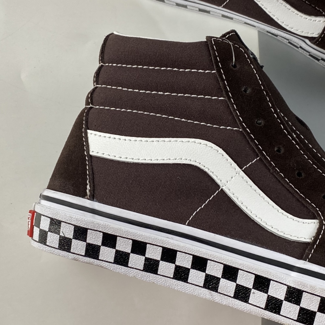 P160  Vans SK8-HI 棕色棋盘格子帆板鞋高帮男女运动潮流滑板鞋 VN0A38GEU5Z
