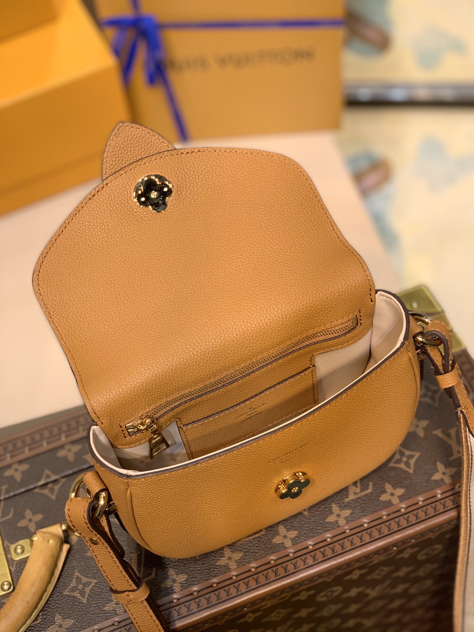 Louis Vuitton LV Pont 9 Soft 中号马鞍包 M58968金橘色