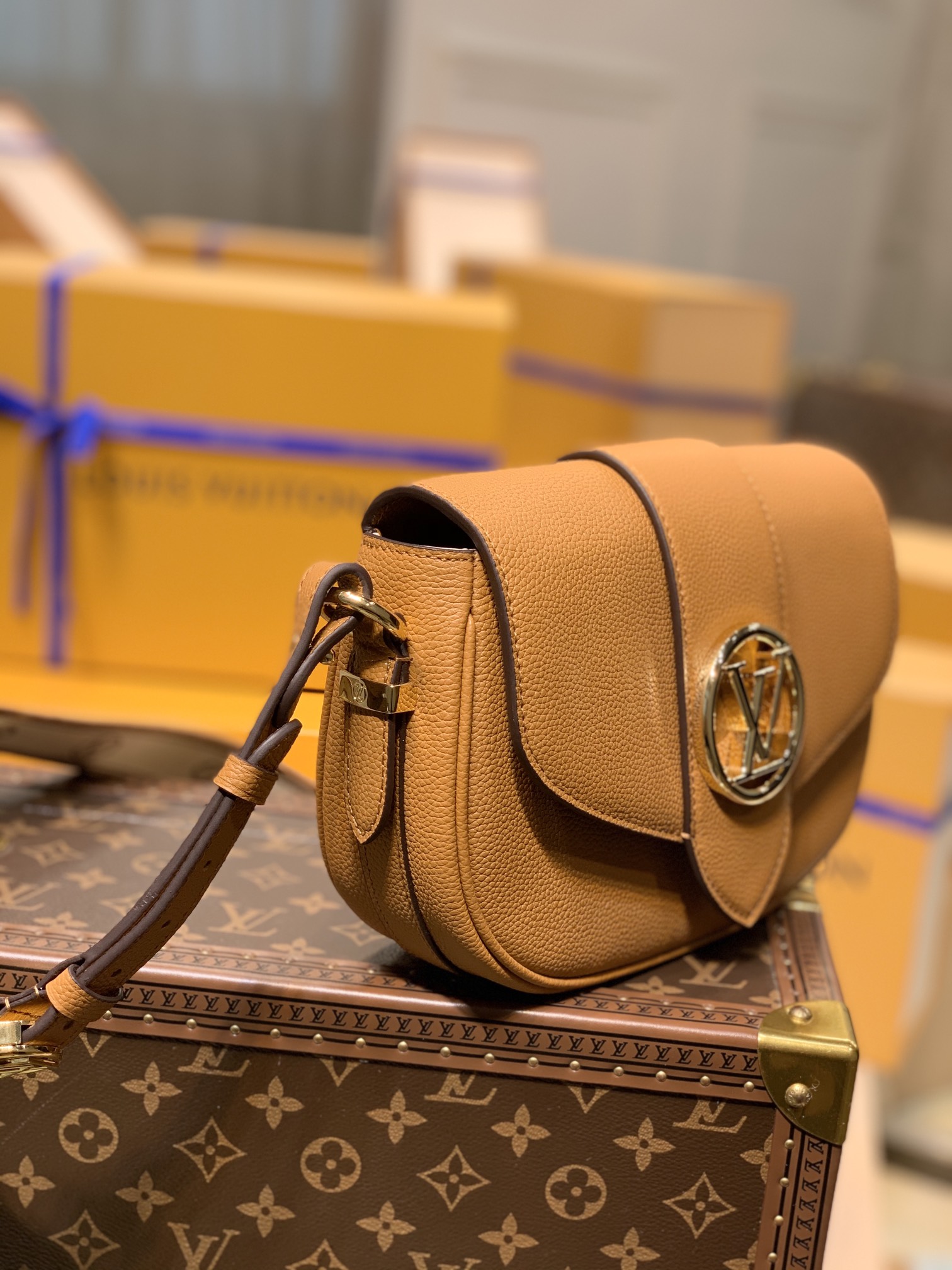 Louis Vuitton LV Pont 9 Soft 马鞍包 M58729金橘色